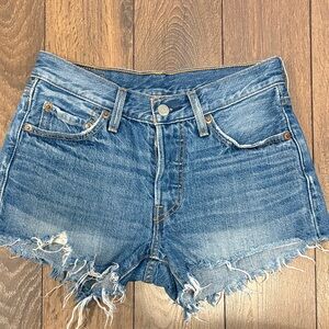 Levi's Blue Distressed Jean Shorts